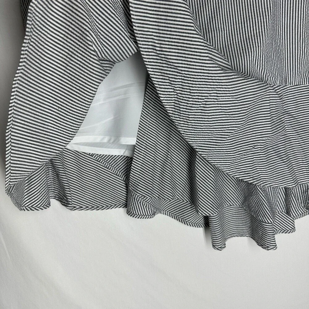 BANANA REPUBLIC 2 Pc Pullover Puff Sleeve Shirt Ruffle Skirt Size XS Gray Stripe